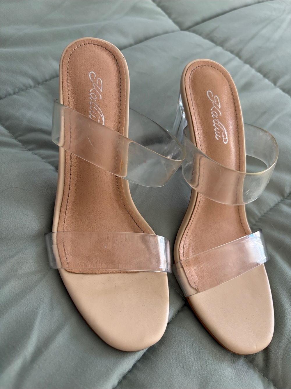 Clear Strap Nude Heels - Katliu
